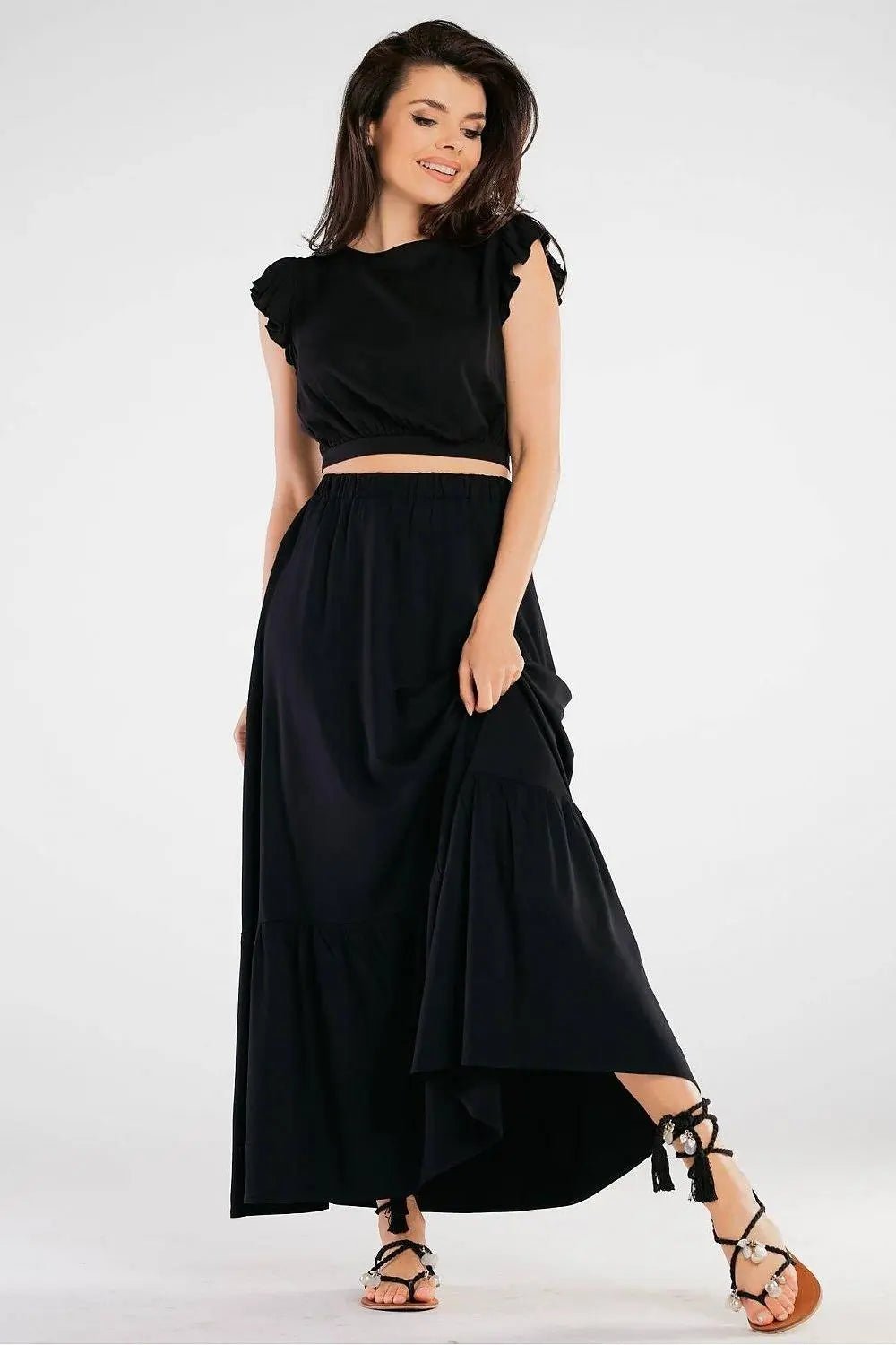 Awama elastic waist long maxi skirt - Honesty Sales