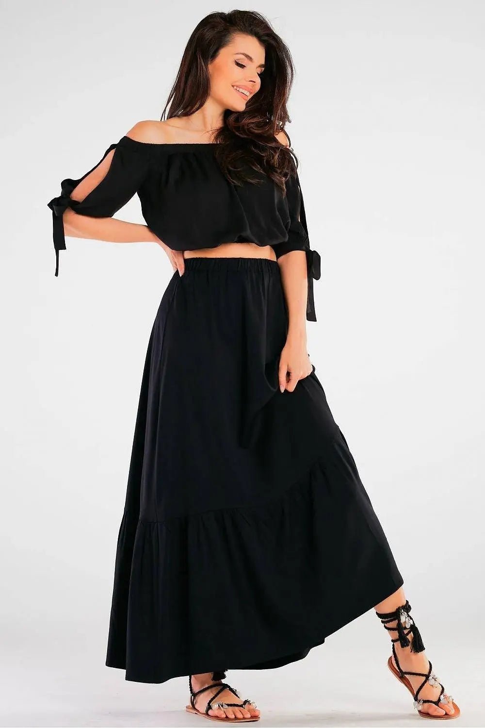 Awama elastic waist long maxi skirt - Honesty Sales