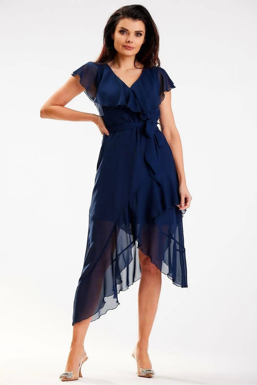 awama elegant dress with an asymmetrical cut - Honesty Sales