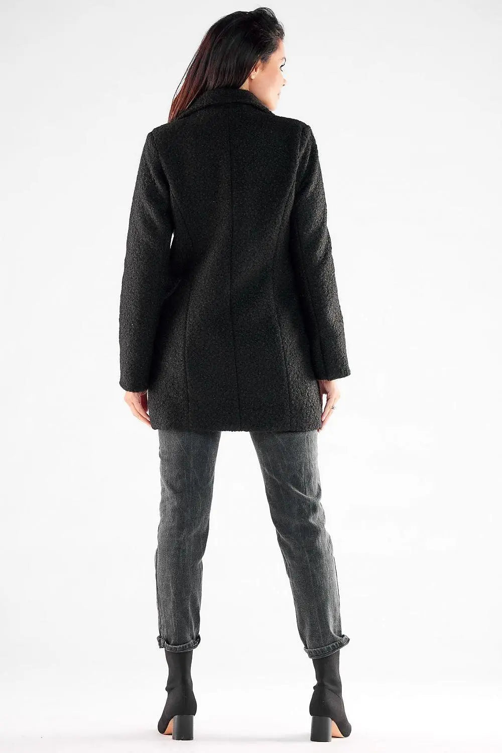 Awama large black buttons double-breasted coat - Honesty Sales