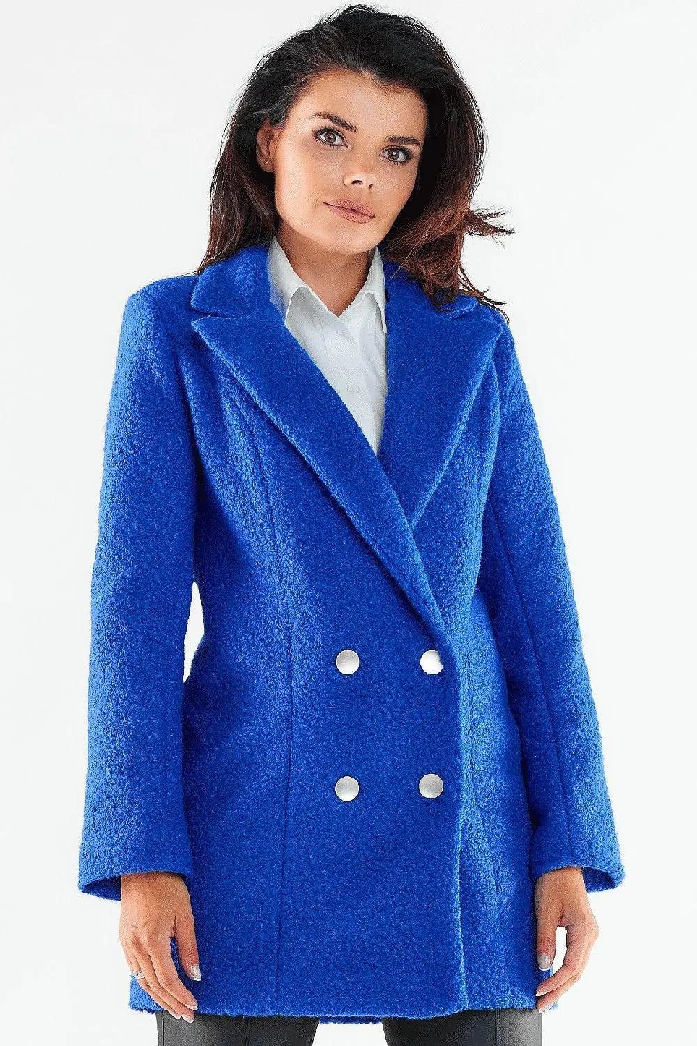 Awama large black buttons double-breasted coat - Honesty Sales