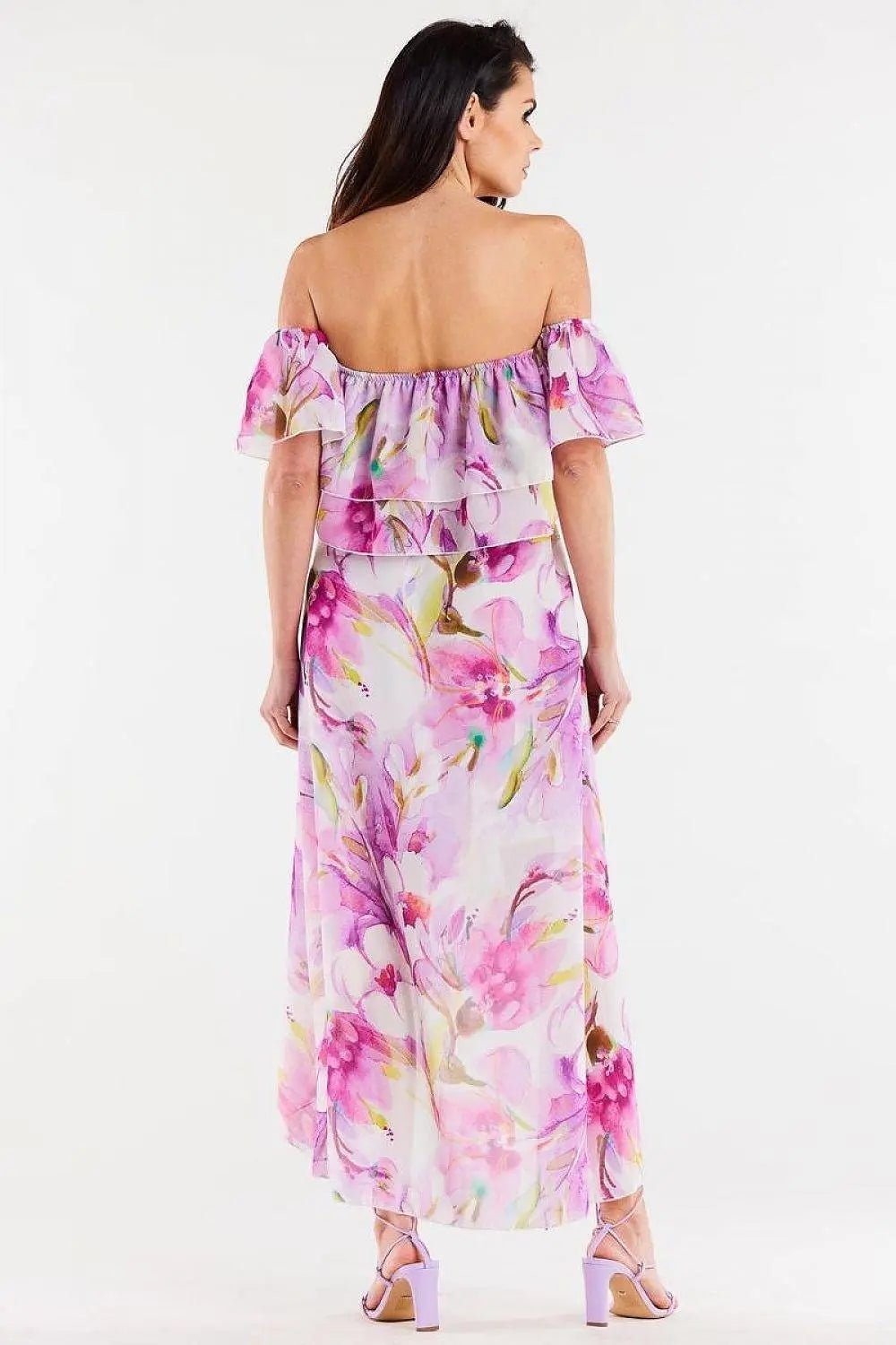 awama long, asymmetrical chiffon skirt with elastic lining - Honesty Sales