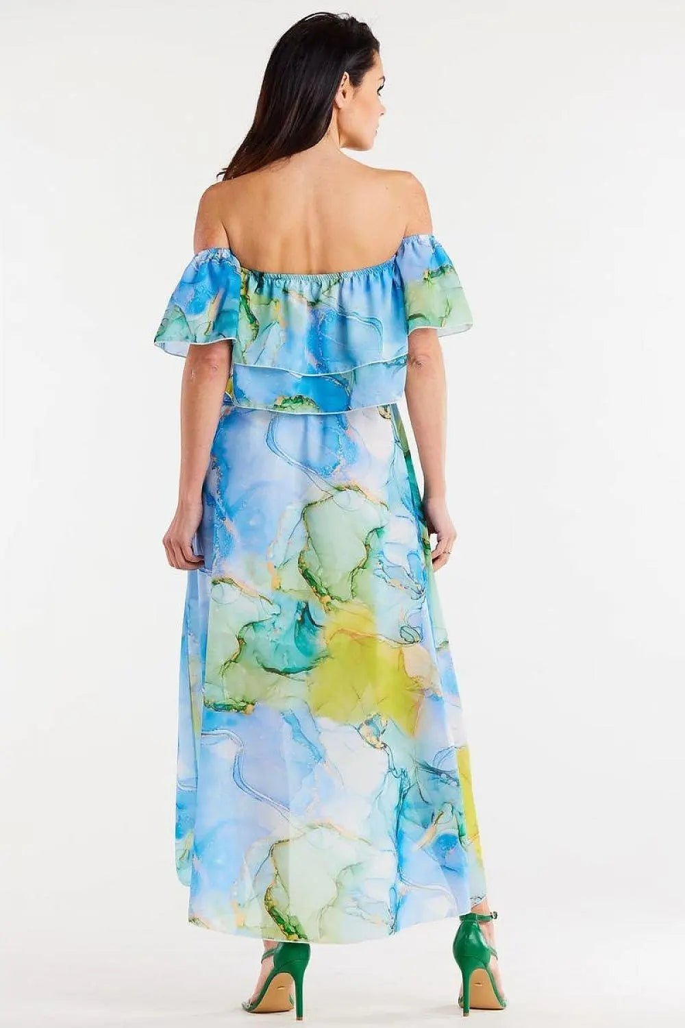 awama long, asymmetrical chiffon skirt with elastic lining - Honesty Sales