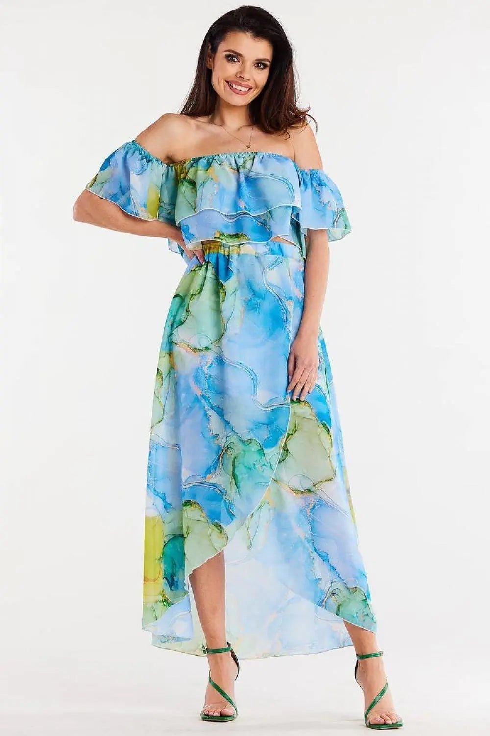 awama long, asymmetrical chiffon skirt with elastic lining - Honesty Sales