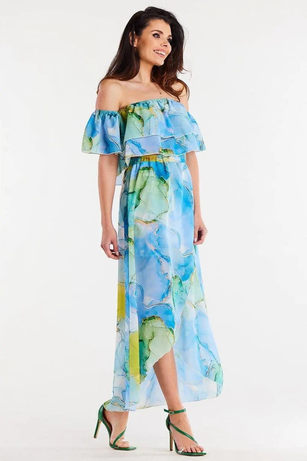 awama long, asymmetrical chiffon skirt with elastic lining - Honesty Sales