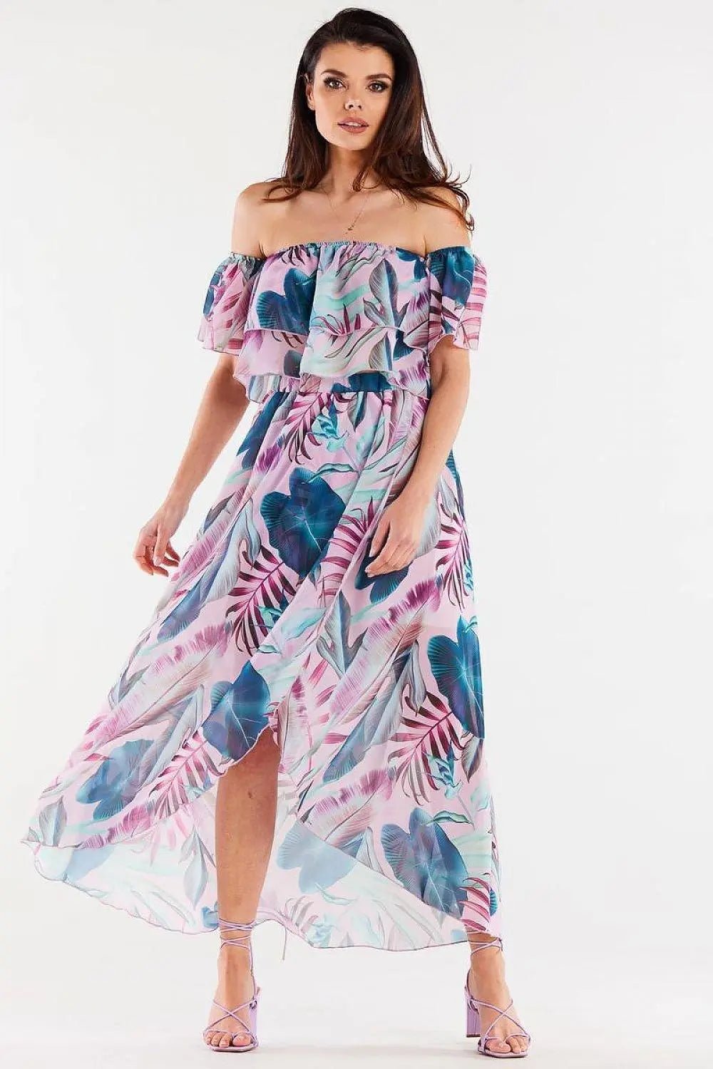 awama long, asymmetrical chiffon skirt with elastic lining - Honesty Sales
