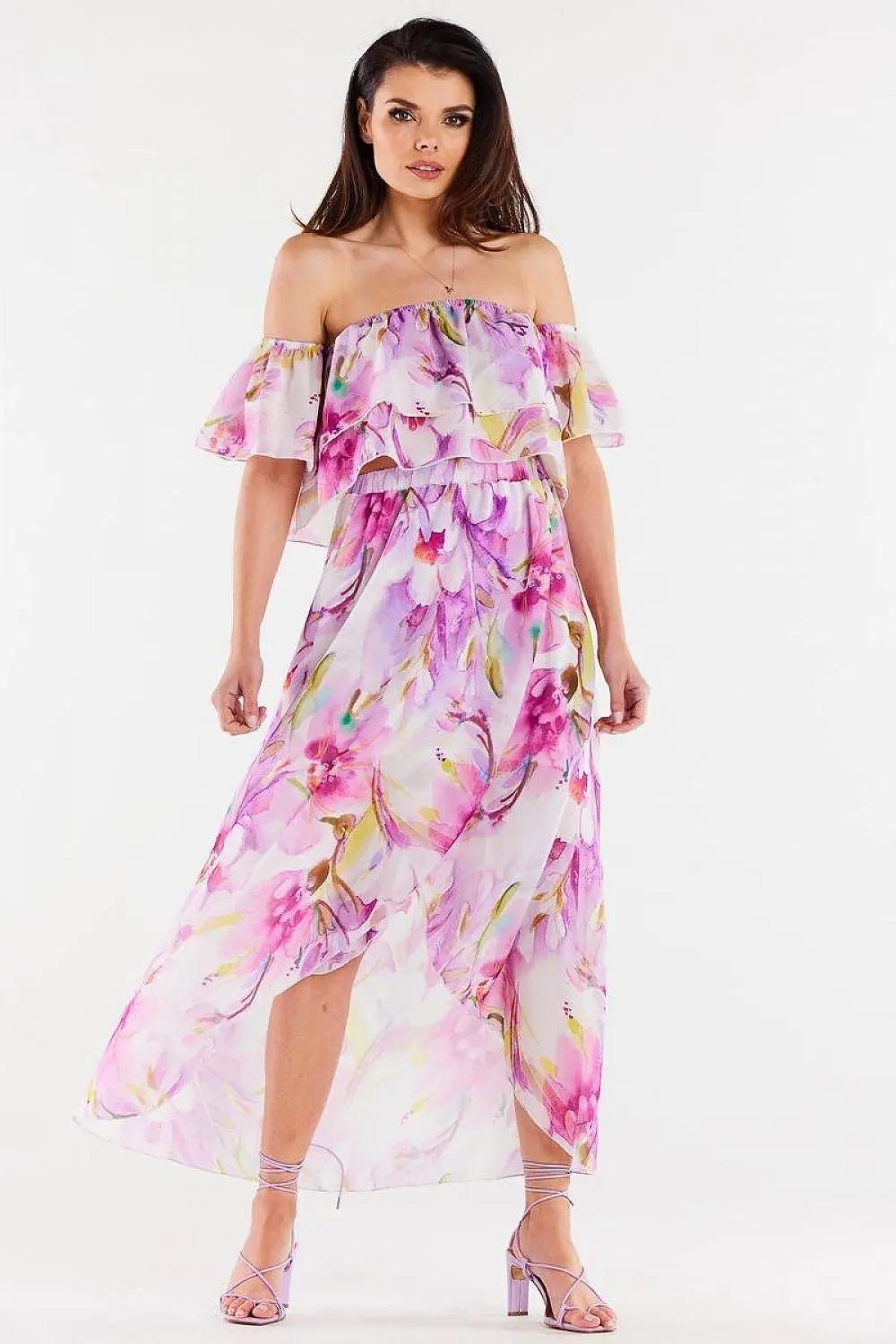awama long, asymmetrical chiffon skirt with elastic lining - Honesty Sales