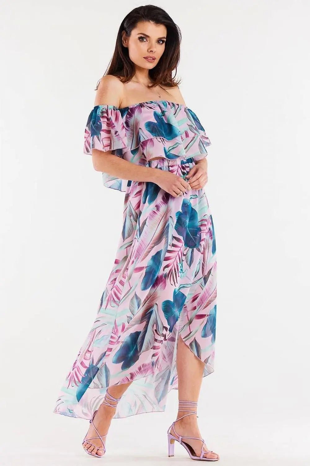 awama long, asymmetrical chiffon skirt with elastic lining - Honesty Sales