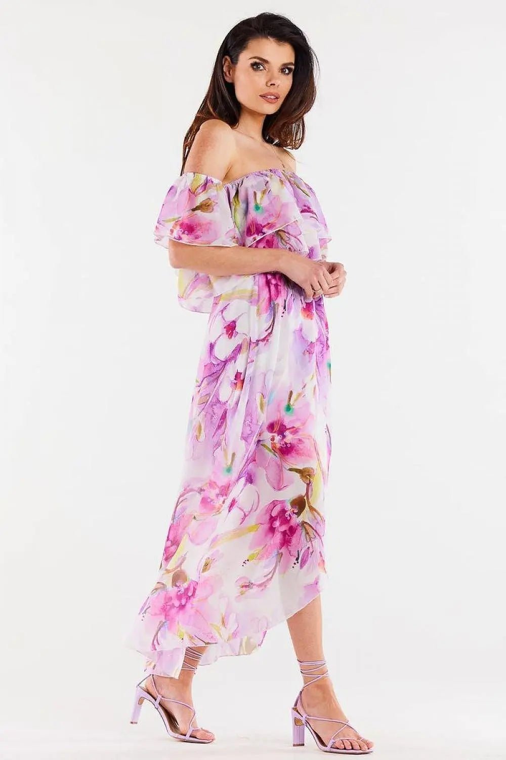 awama long, asymmetrical chiffon skirt with elastic lining - Honesty Sales