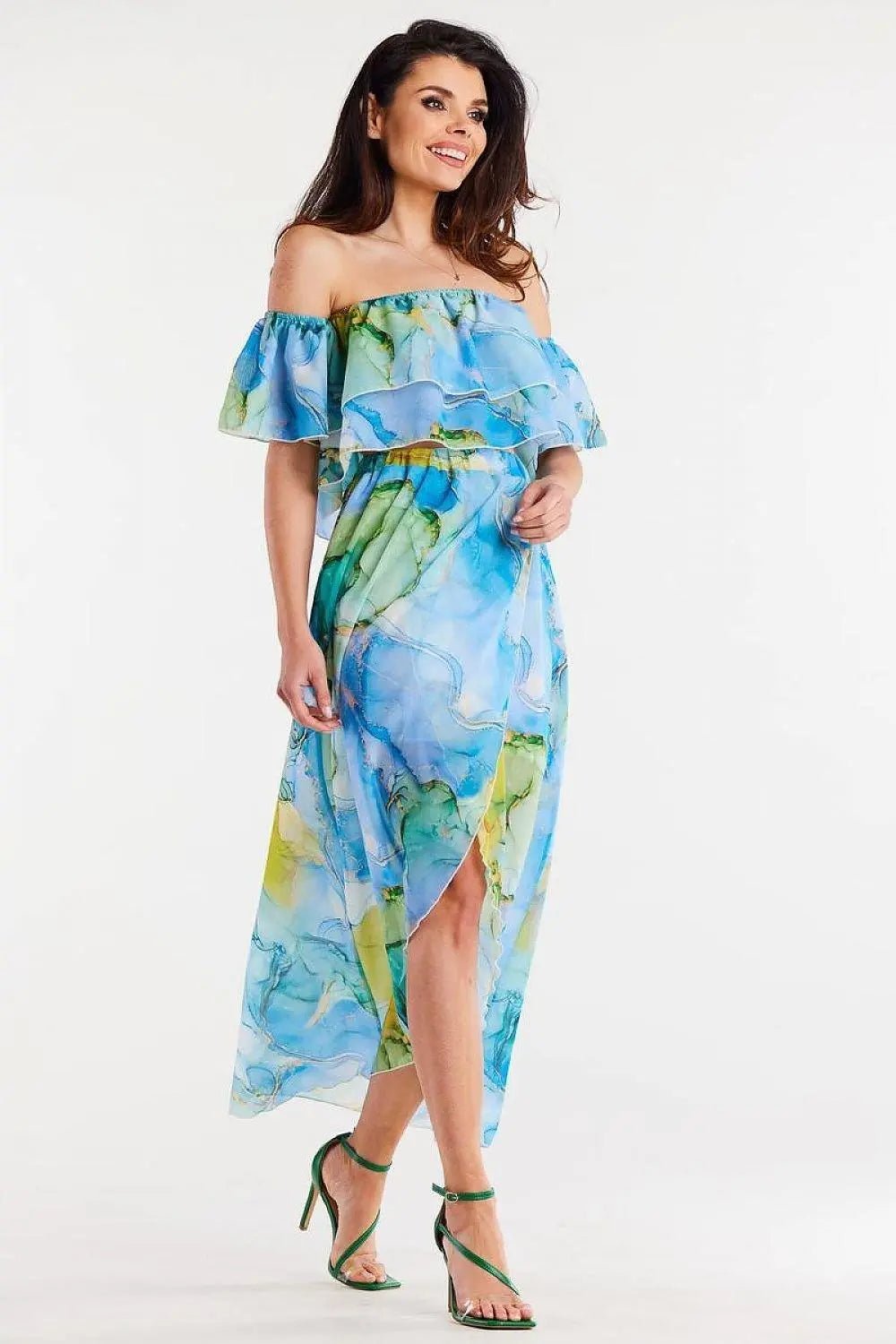 awama long, asymmetrical chiffon skirt with elastic lining - Honesty Sales
