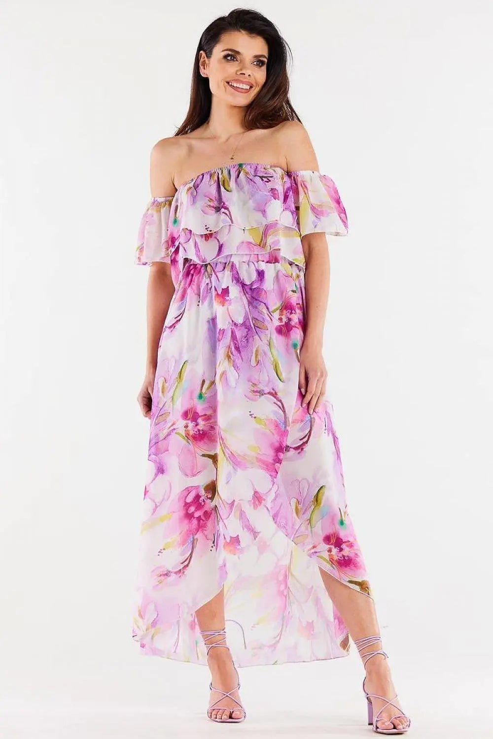awama long, asymmetrical chiffon skirt with elastic lining - Honesty Sales