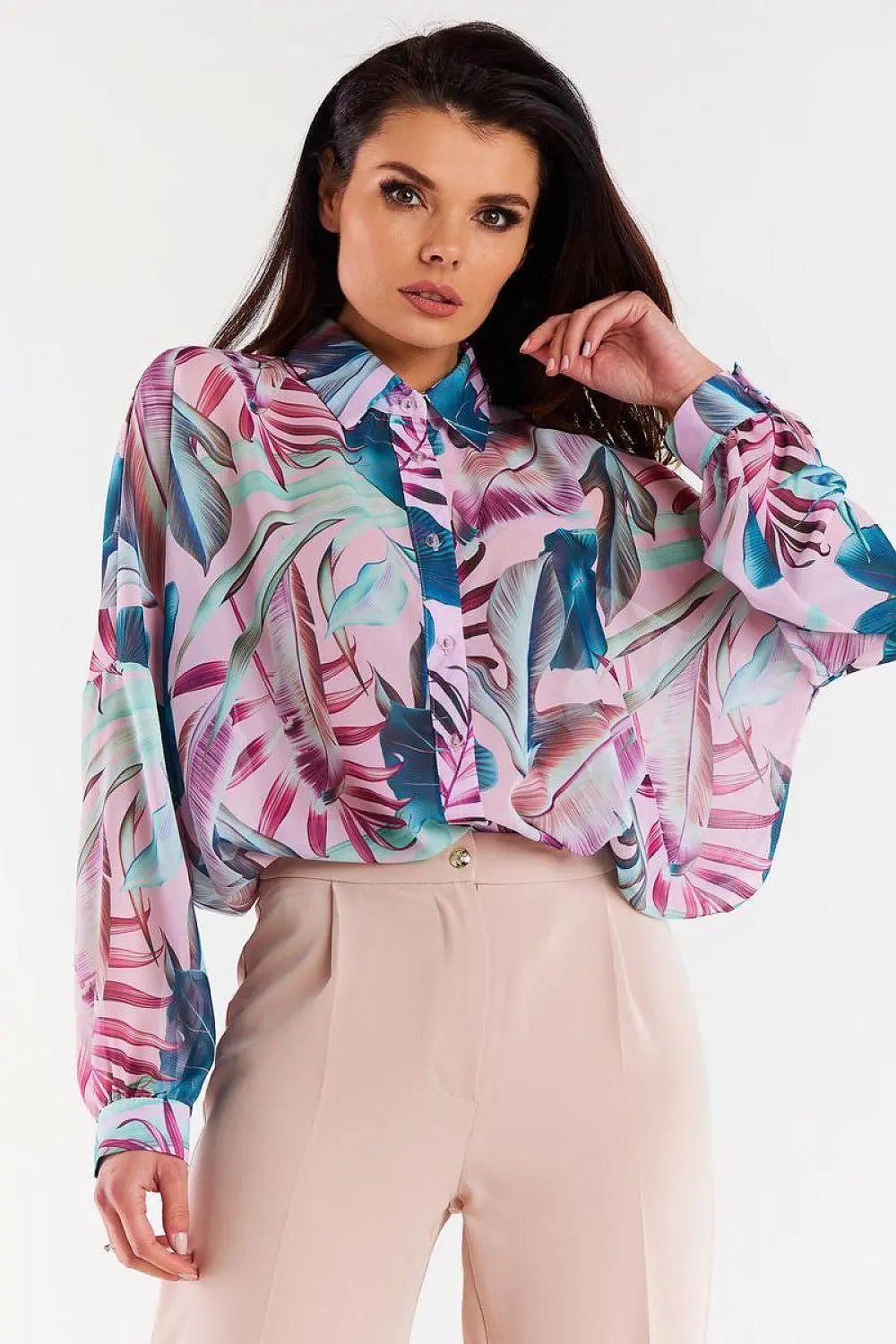 awama oversize chiffon Long sleeve shirt - Honesty Sales
