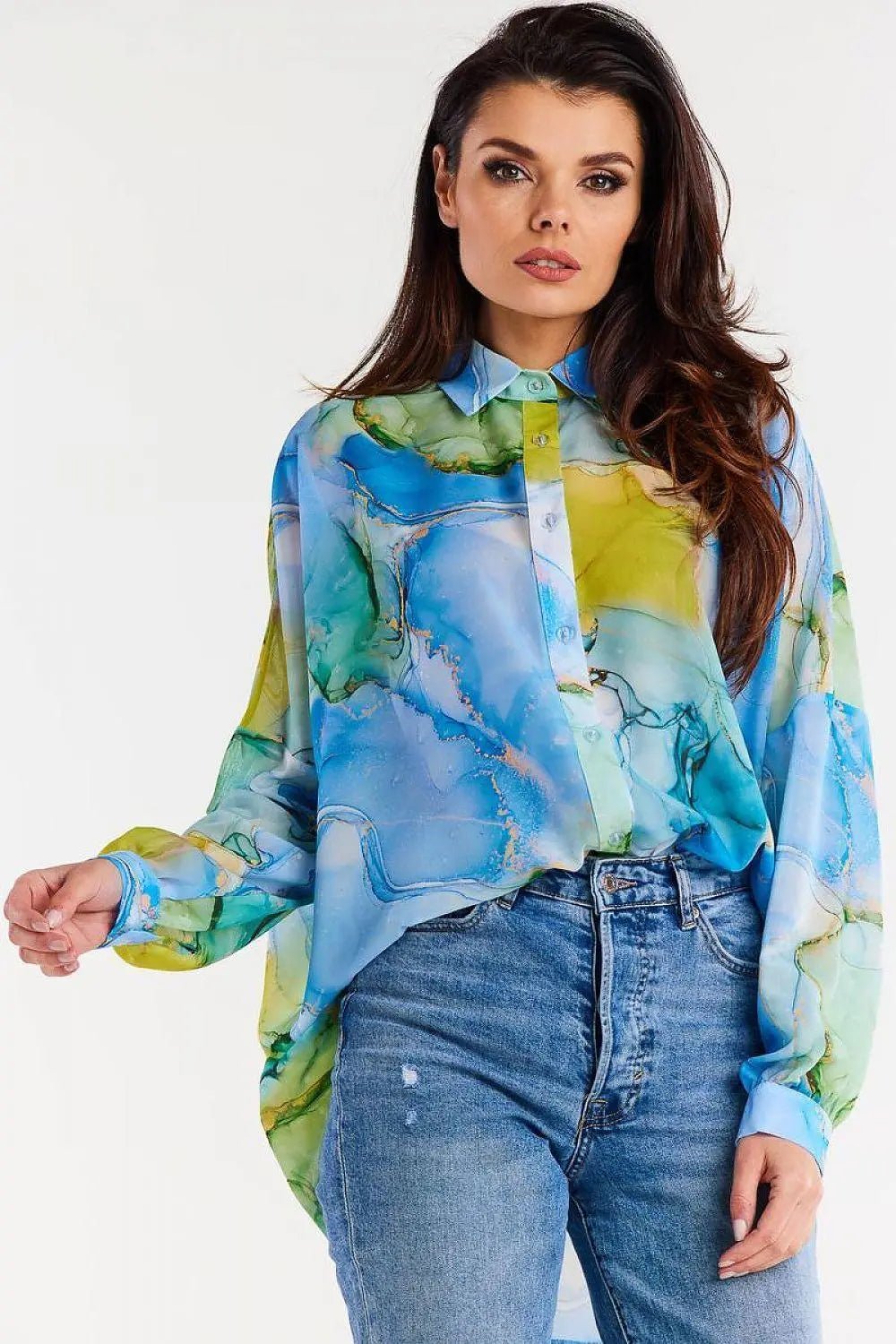 awama oversize chiffon Long sleeve shirt - Honesty Sales