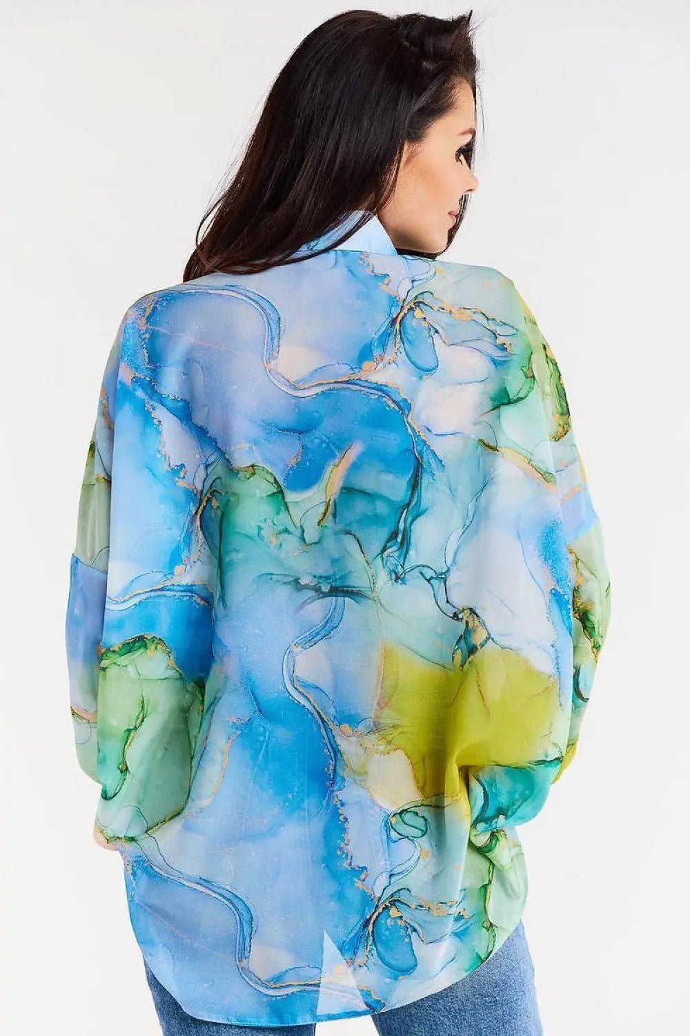 awama oversize chiffon Long sleeve shirt - Honesty Sales
