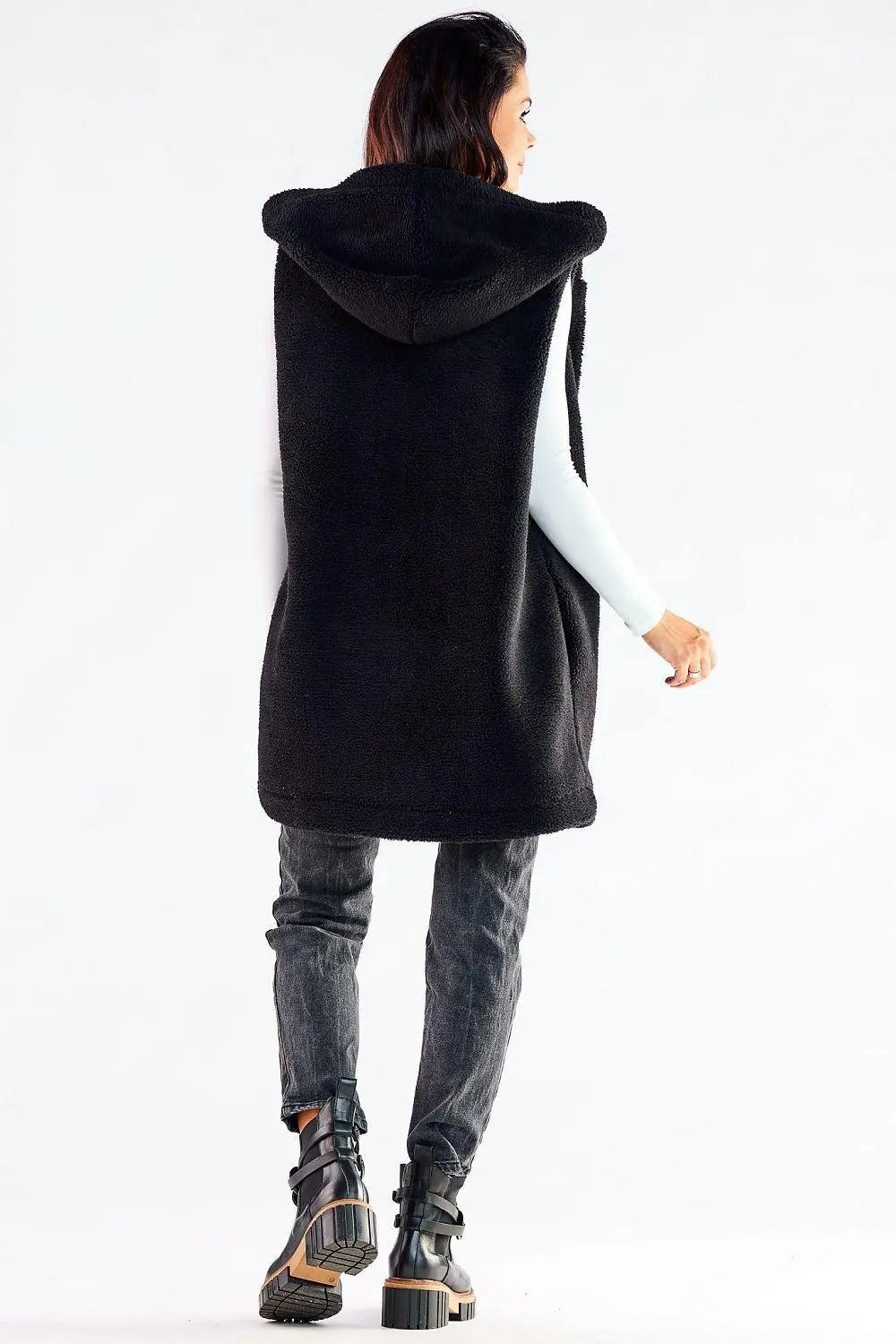 awama pleasant material warm hooded vest with pockets - Honesty Sales