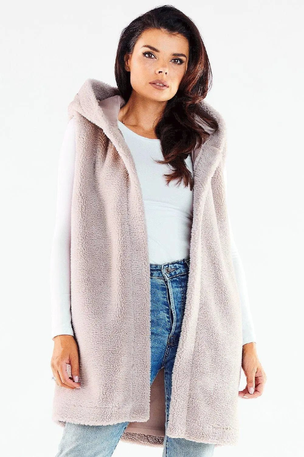 awama pleasant material warm hooded vest with pockets - Honesty Sales