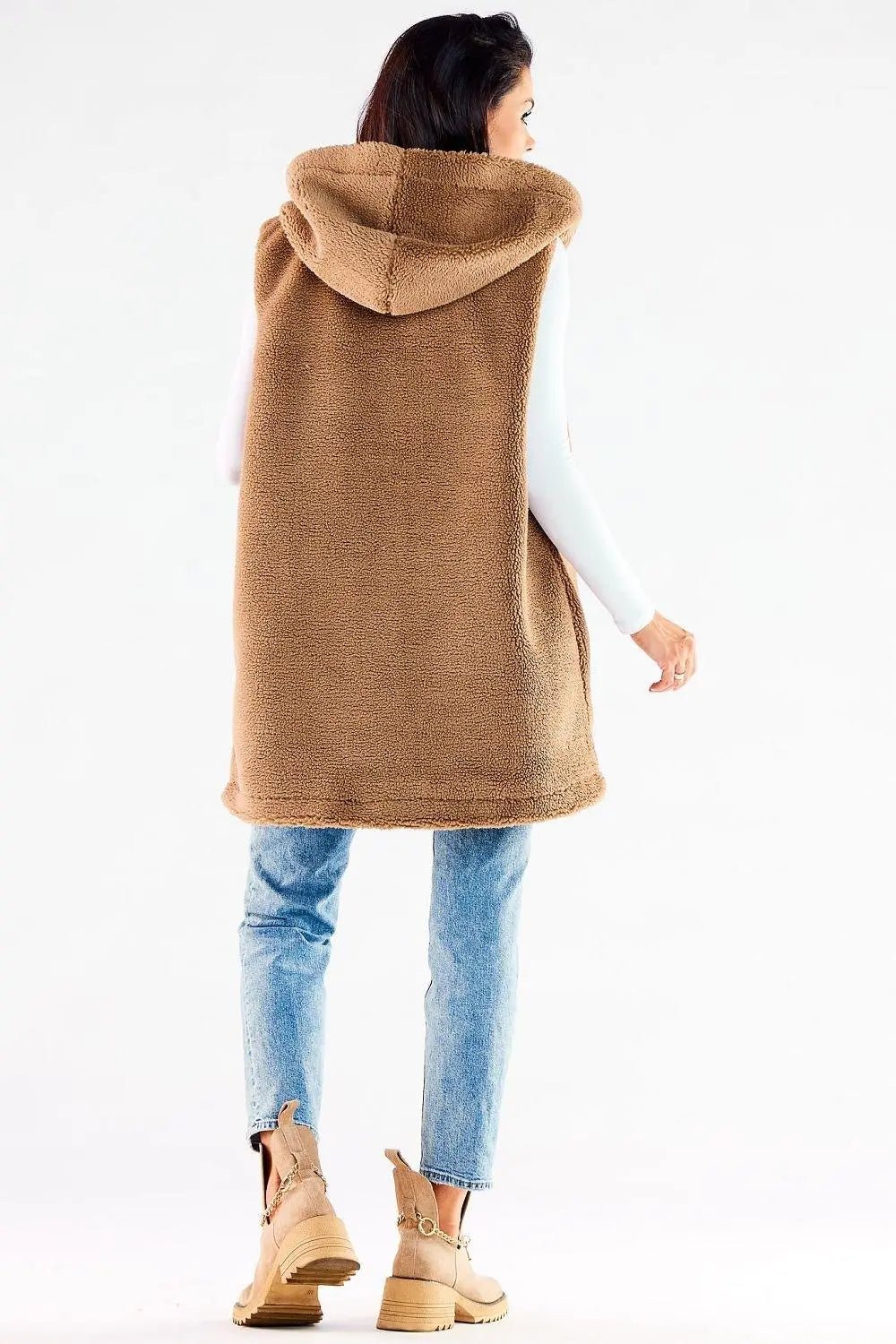 awama pleasant material warm hooded vest with pockets - Honesty Sales