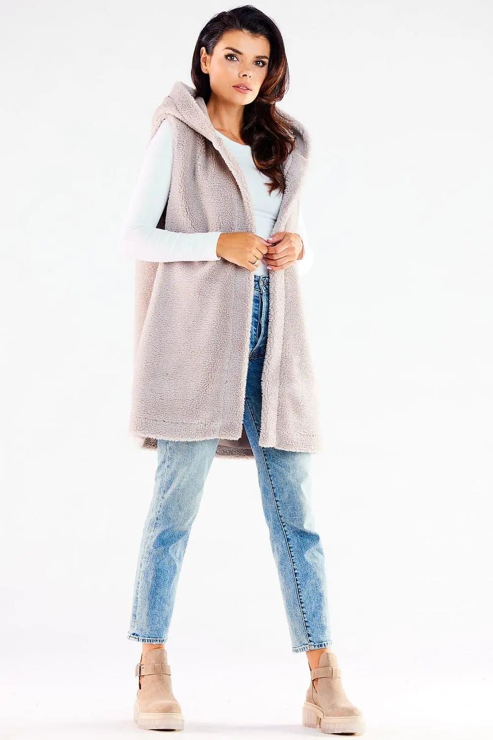 awama pleasant material warm hooded vest with pockets - Honesty Sales