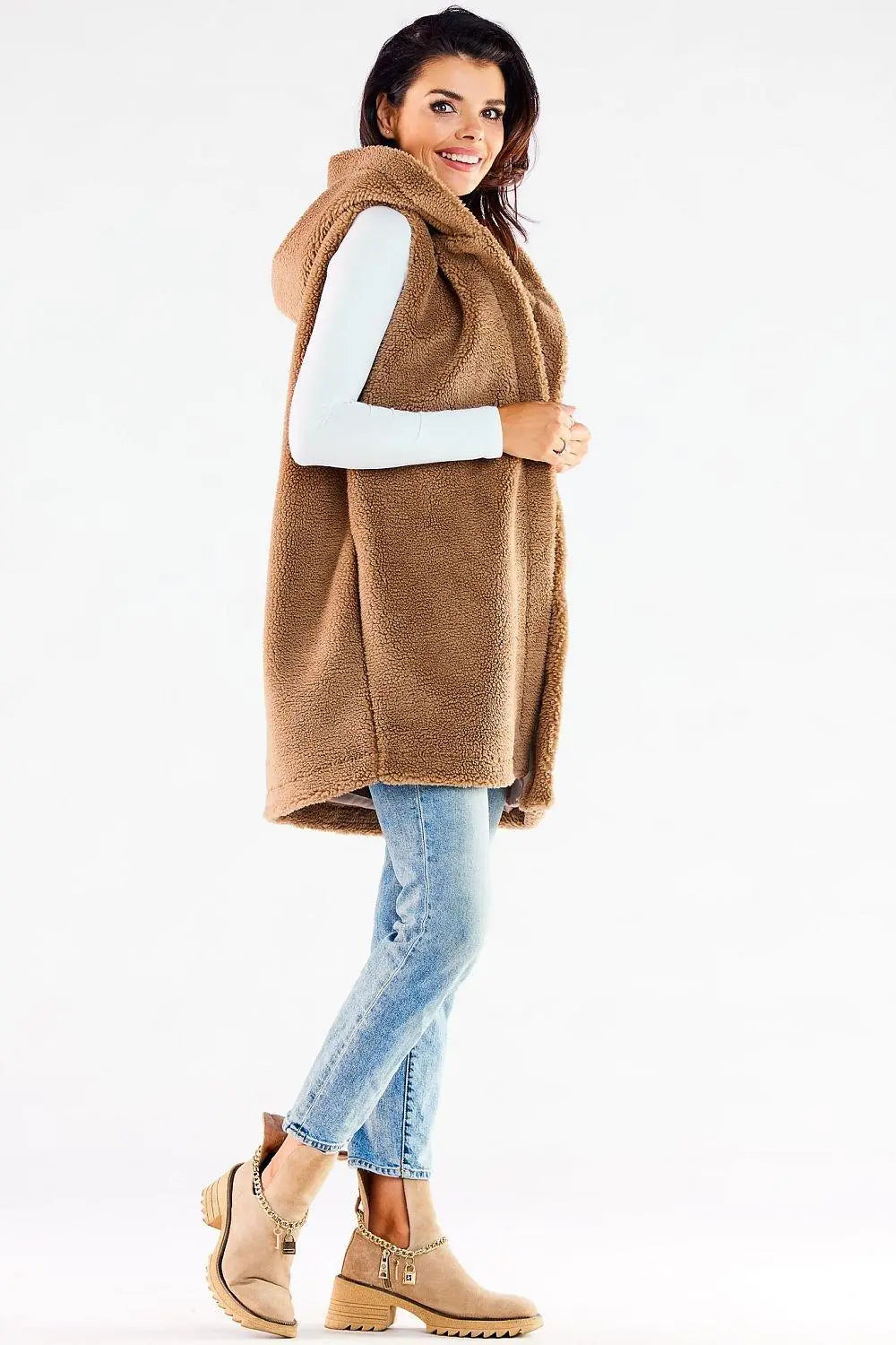 awama pleasant material warm hooded vest with pockets Image secondaire du produit