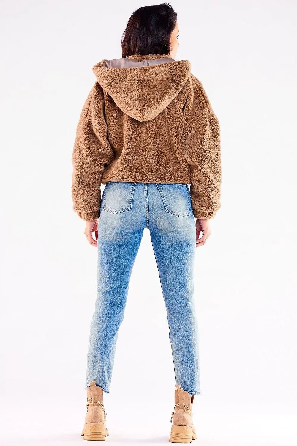 Awama pleasant warm material zippered jacket with hood - Honesty Sales