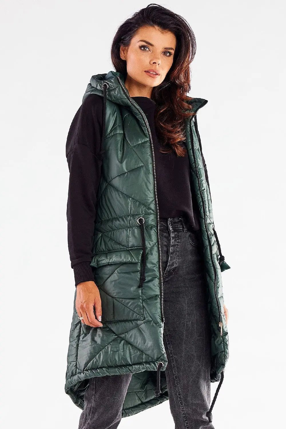 Awama quilted shiny fabric gilet - Honesty Sales
