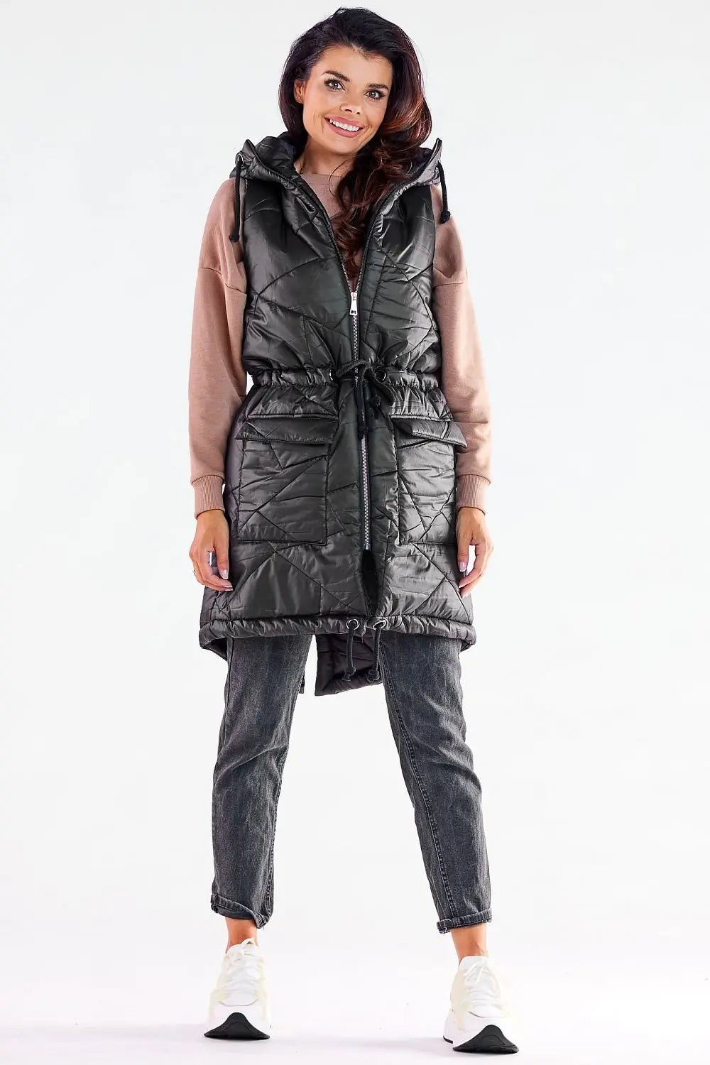 Awama quilted shiny fabric gilet - Honesty Sales