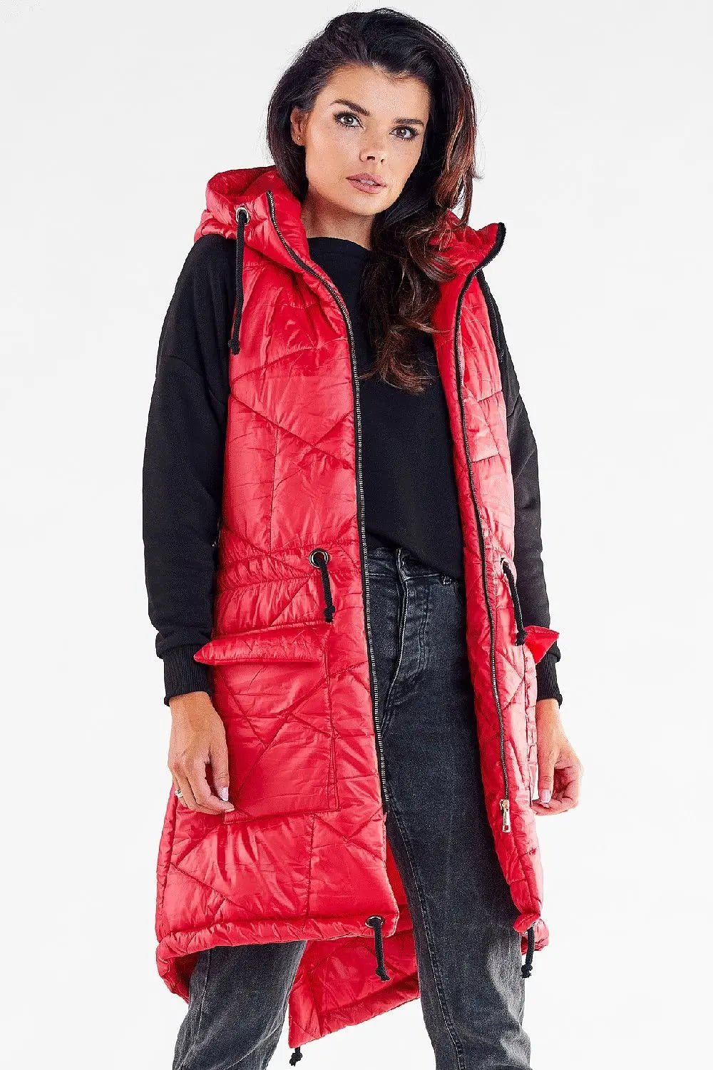 Awama quilted shiny fabric gilet - Honesty Sales
