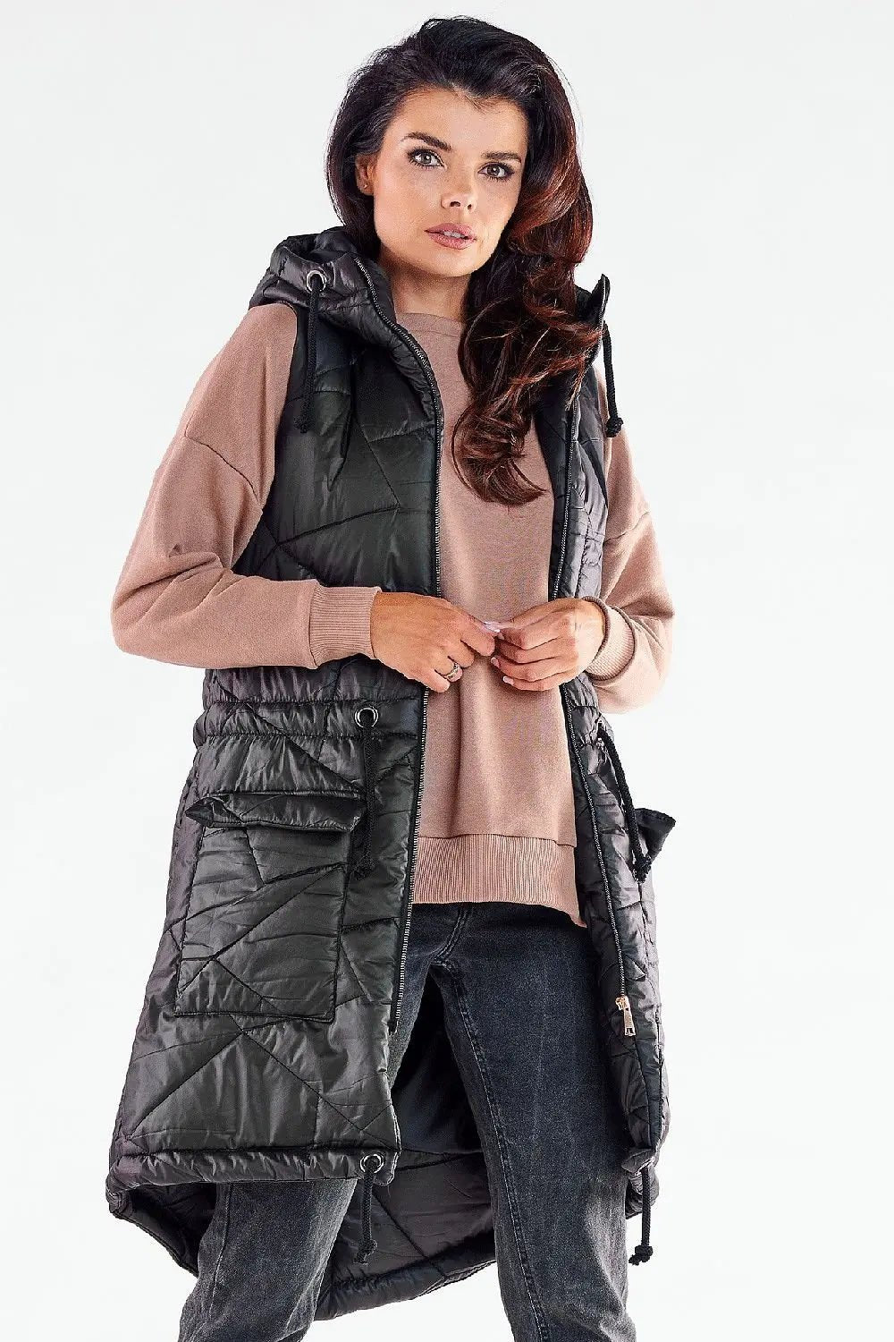 Awama quilted shiny fabric gilet - Honesty Sales
