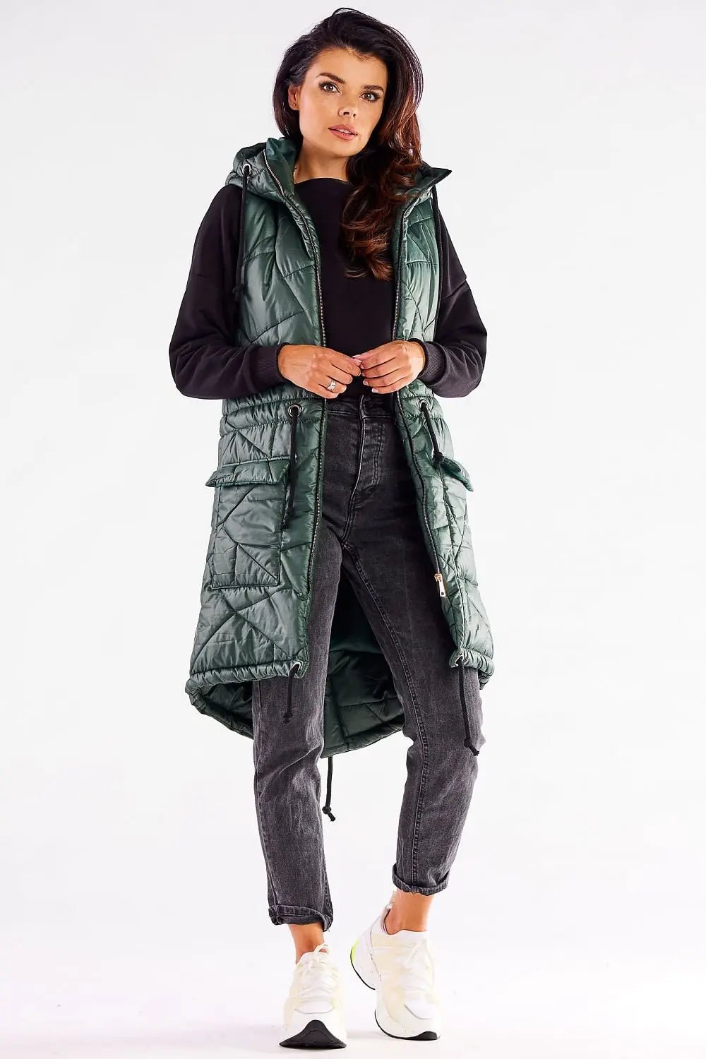 Awama quilted shiny fabric gilet - Honesty Sales