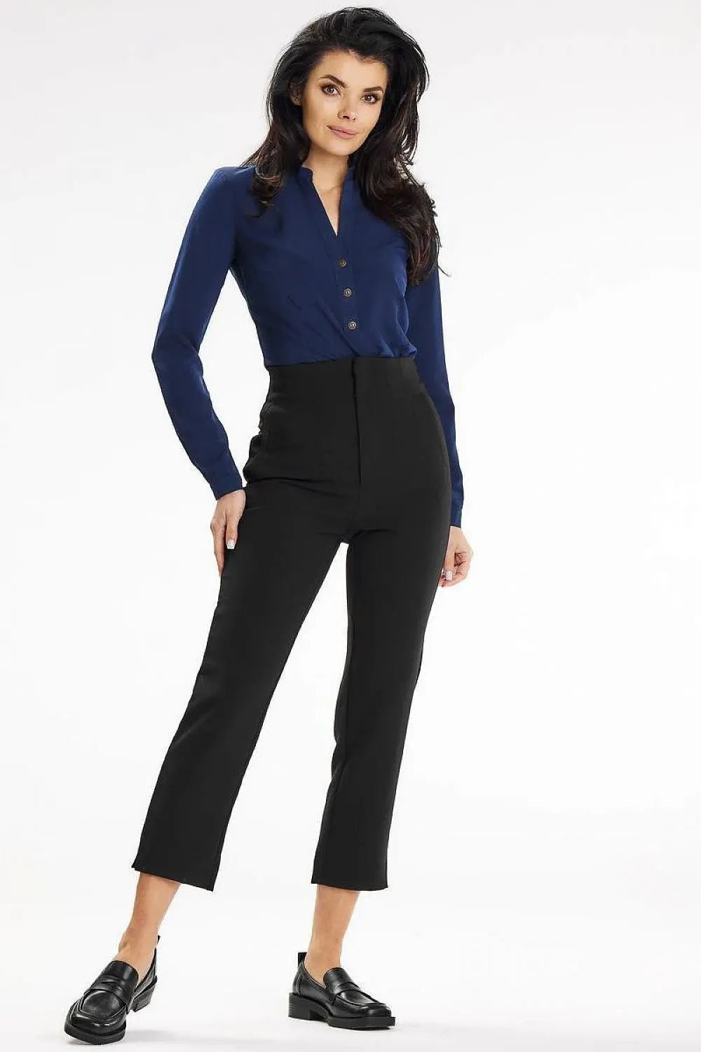 Awama stand-up blouse with long sleeves and a heart neckline - Honesty Sales