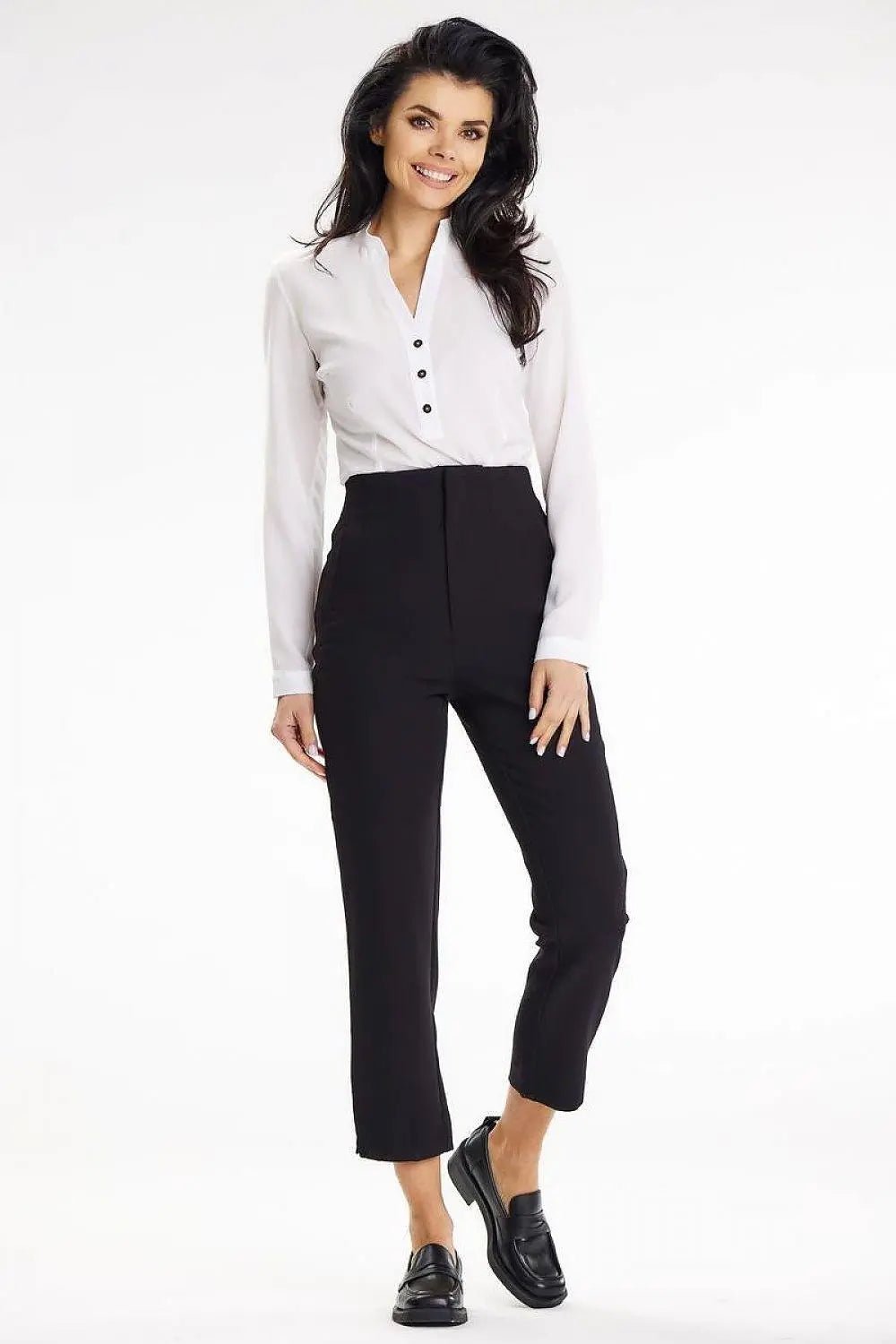 Awama stand-up blouse with long sleeves and a heart neckline - Honesty Sales