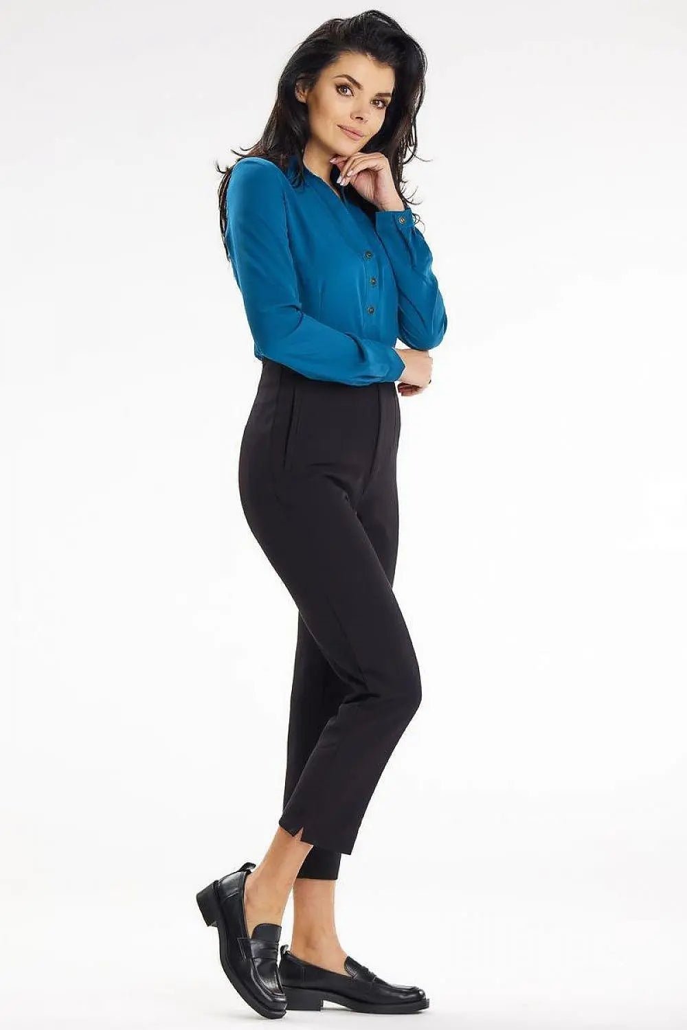 Awama stand-up blouse with long sleeves and a heart neckline - Honesty Sales