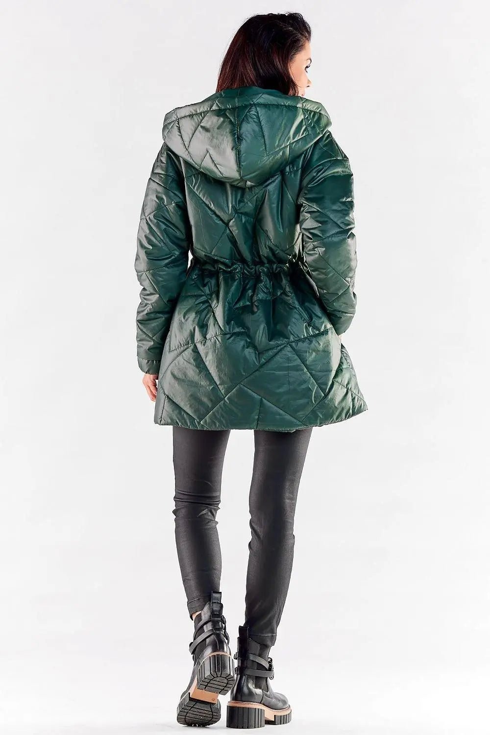 Awama zippered quilted jacket with hood - Honesty Sales
