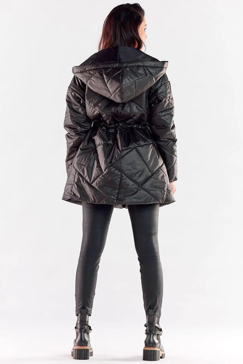 Awama zippered quilted jacket with hood - Honesty Sales