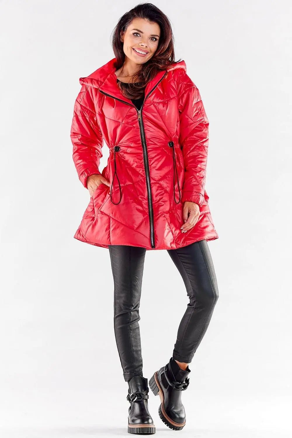 Awama zippered quilted jacket with hood - Honesty Sales