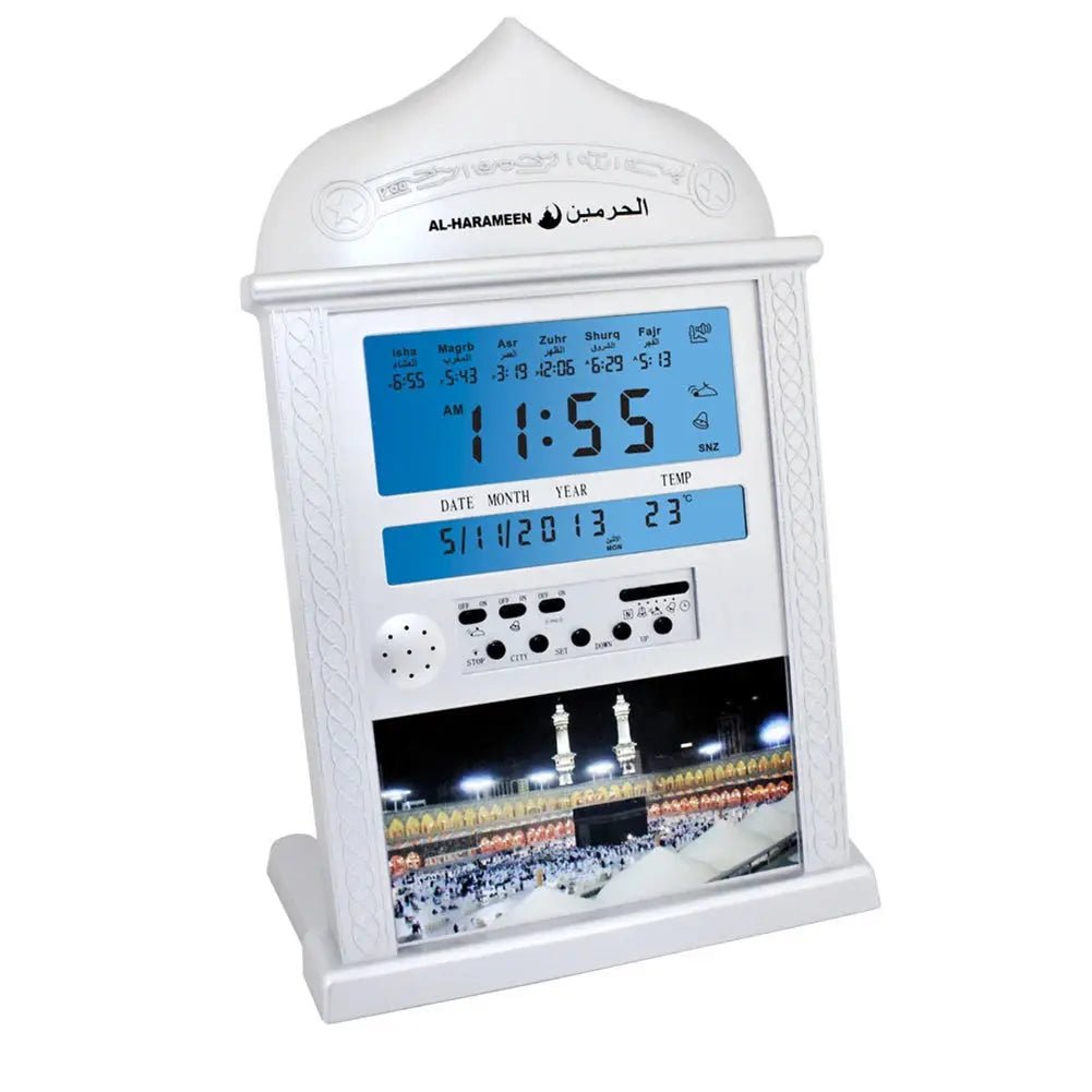 Azan Calendar Muslim Prayer Wall Clock Alarm with LCD Display Home Decoration Table Clocks for Bedroom Living Room - Honesty Sales