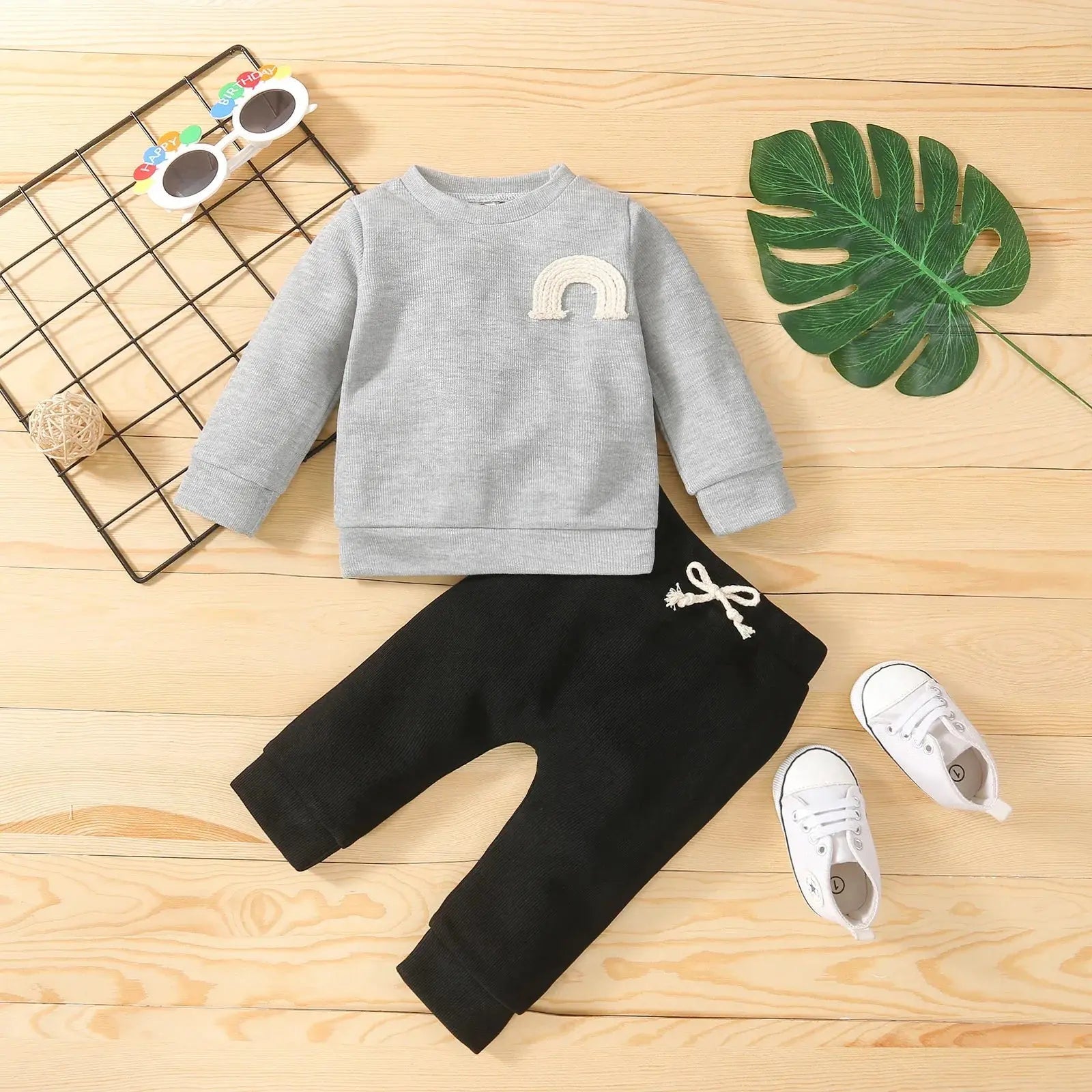 Baby Clothes Newborn Girl Boy 2Pcs Cotton Rainbow Fall Outfits Girls Clothing Suit - Honesty Sales