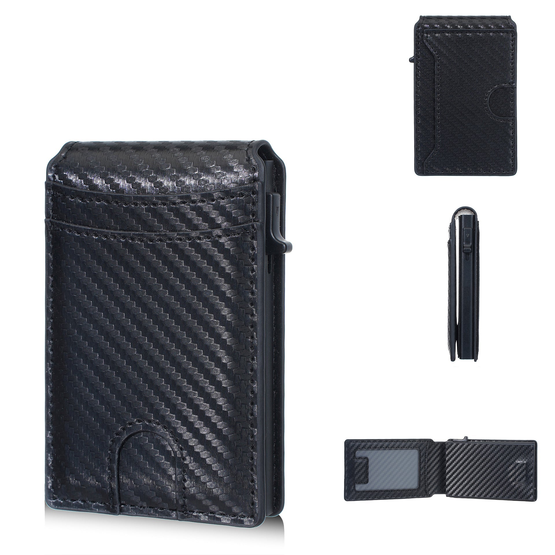 Baellerry Magnetic Pop - Up Card Case – Men’s Slim RFID Carbon Fiber & Faux Leather Wallet, Multi - Card Holder (450pcs) - Honesty Sales