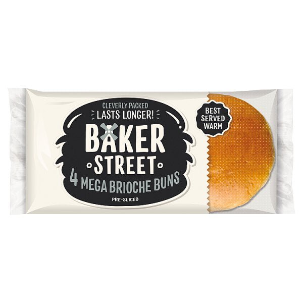 Baked Street 4 Mega Brioche Buns Pre-Sliced (7 x 4pk) - Honesty Sales