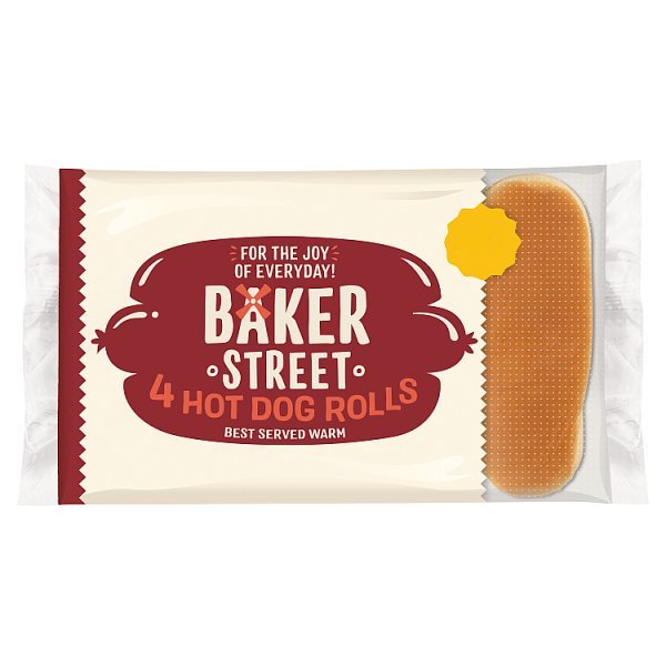 Baker Street 4 Pre-Cut Hot Dog Rolls (1 x 4s) - Honesty Sales