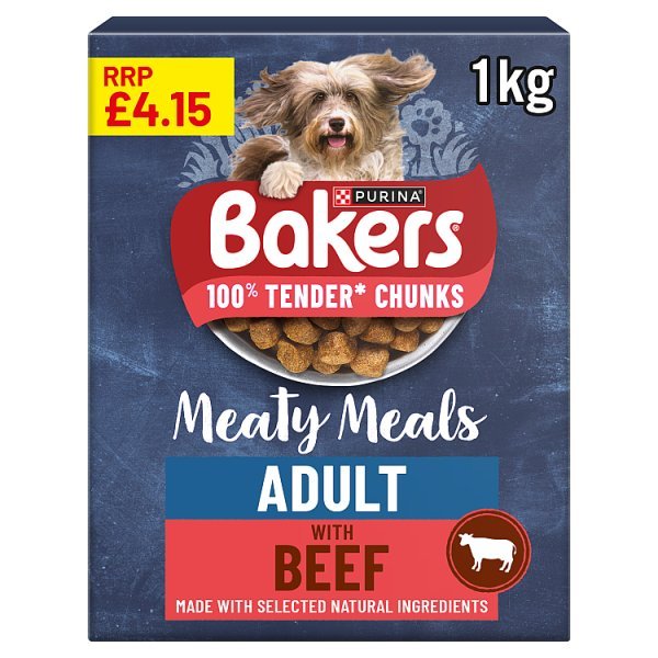 BAKERS Meaty Meals Beef Dry Dog Food 1kg PMP (5 x 1kg) - Honesty Sales