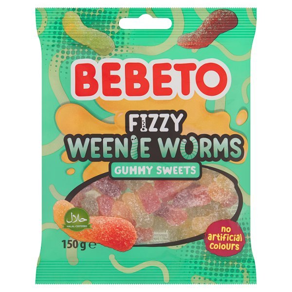 Bebeto Fizzy Whizzy Weenie Worms 150g (10 x 150g) - Honesty Sales