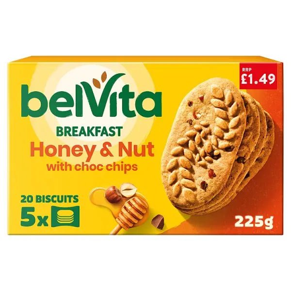 Belvita Breakfast Biscuits Honey & Nut with Choc Chips 5 Pack (Case of 10) - Honesty Sales