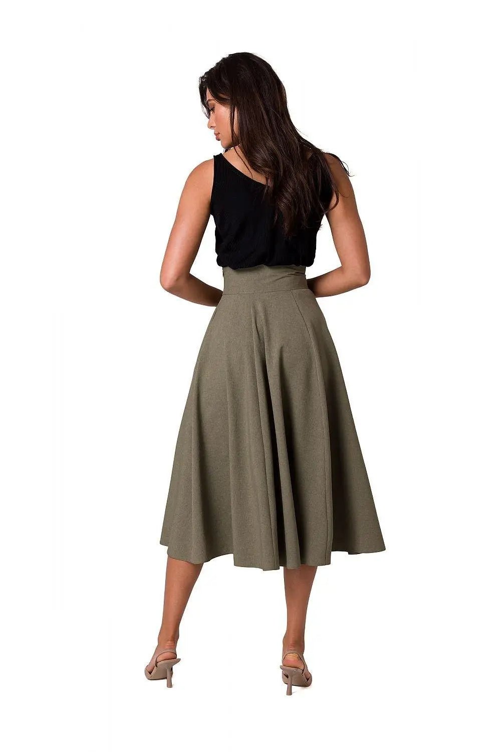 BeWear high waist and decorative buttons midi skirt - Honesty Sales