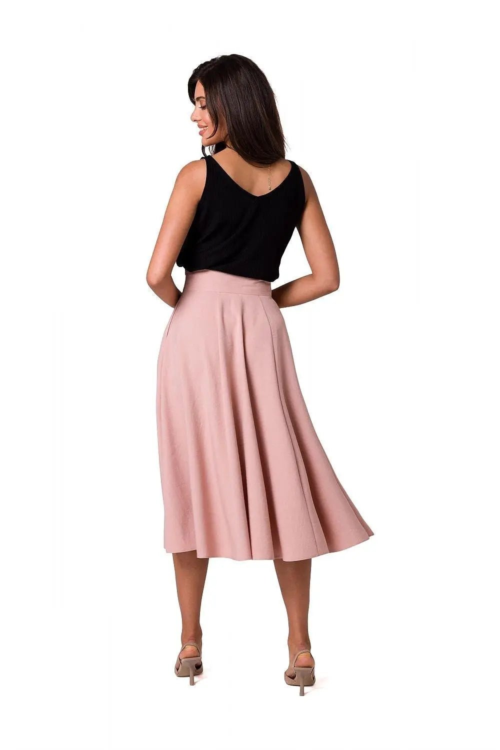 BeWear high waist and decorative buttons midi skirt - Honesty Sales
