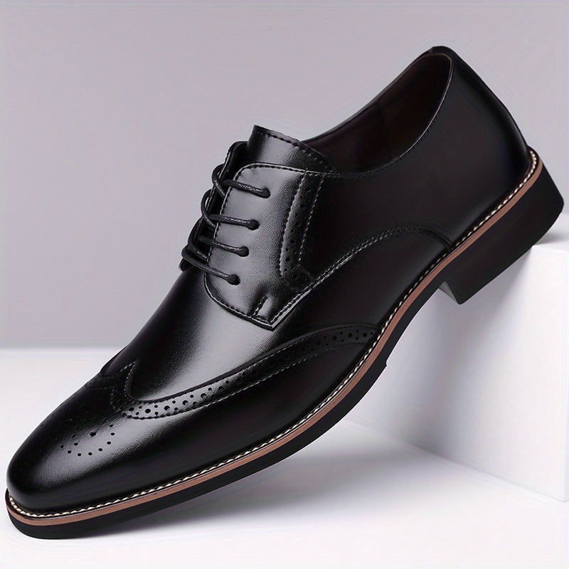 Men’s Classic Wingtip Oxford Brogue Dress Shoes – Formal Business & Wedding Wear - Honesty Sales