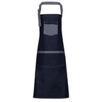 Bib Apron Contrast Denim Black, Indigo Color - Honesty Sales