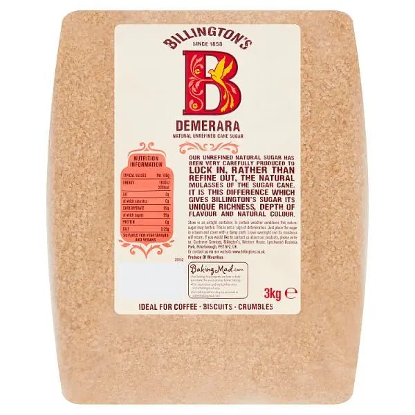 Billington's Demerara Natural Unrefined Cane Sugar 3kg - Honesty Sales