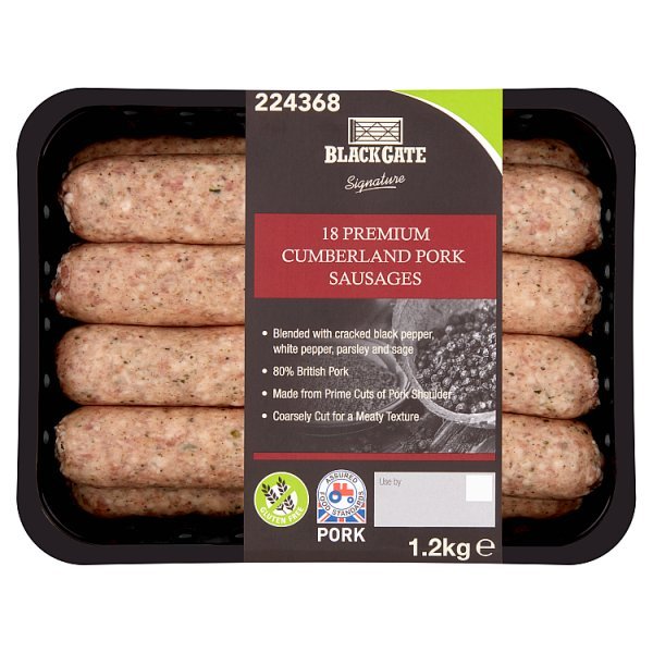 Blackgate Signature 18 Premium Cumberland Pork Sausages 1.2kg (4 x 1.2kg) - Honesty Sales