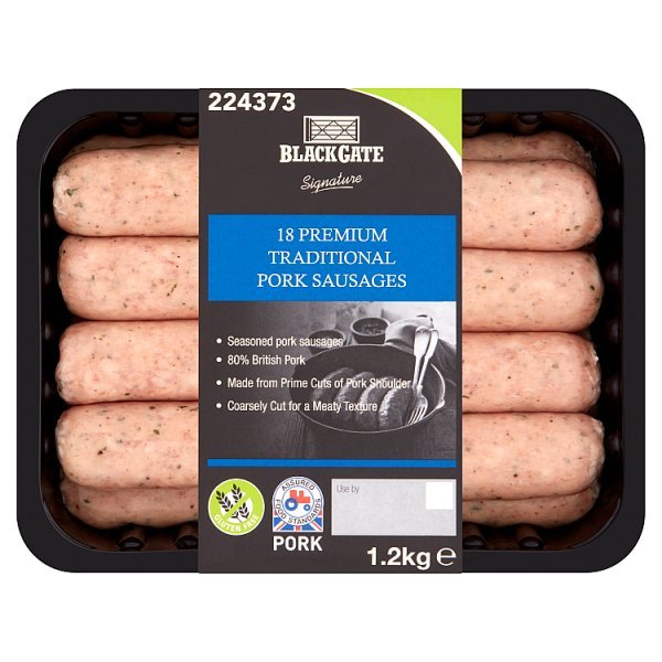 Blackgate Signature 18 Premium Traditional Pork Sausages 1.2kg (1 x 1.2kg) - Honesty Sales